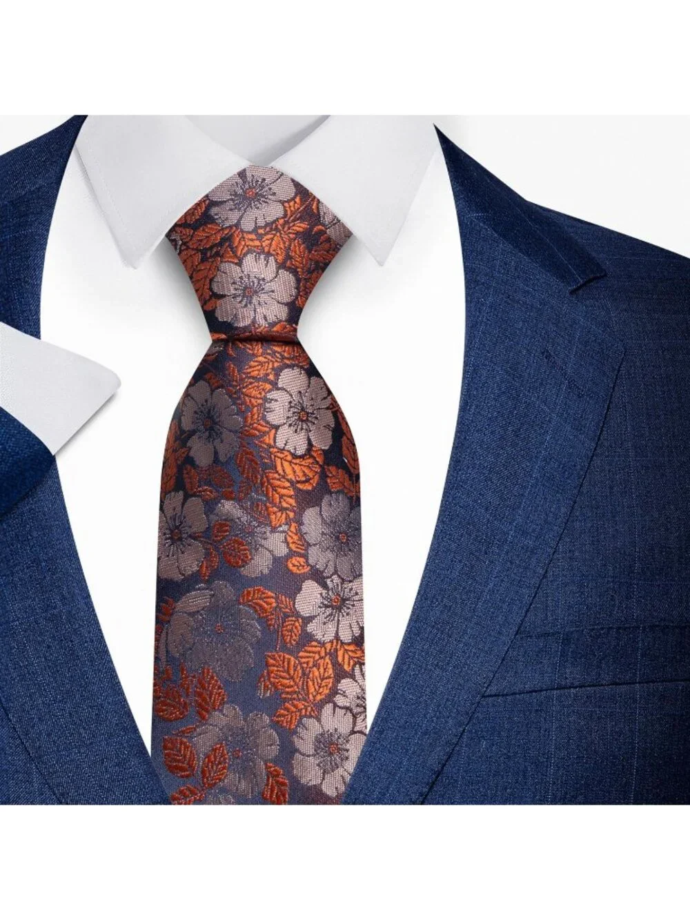 Men's Burnt Orange 100% Microfiber Paisley Floral Formal Necktie For Business